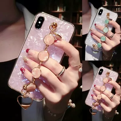 $14.99 • Buy For Samsung S21 S20 Note20 10 S10 S9 Girl's Luxury Marble Shell Strap Case Cover