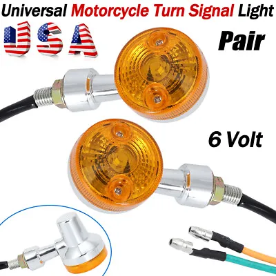 6 Volt Motorcycle Turn Signals Indicator Light Chrome With Amber Lens Universal • $13.99