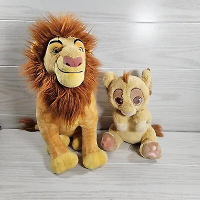 Disney Store The Lion King Mufasa 14  Simba 10  Plush Stuffed Animal Toy EUC LOT • $48