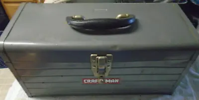 Vintage Sears Craftsman Gray Metal Tool Box W/Plastic Tray 16 X 7 X 7.5  GUC • $15