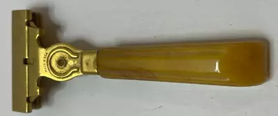 Vintage SCHICK Injector Single Edge Brass Safety Razor Bakelite Handle W/ Blade • $9.99