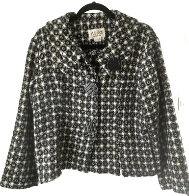 Vtg An Ren Boucle Tweed Jacket Large Chunky Button Unique Art To Wear Career NYC • $44.99
