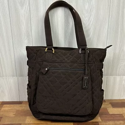 Vera Bradley Brown Quilted Tote Purse Shoulder Laptop Travel Large Neutral • $32