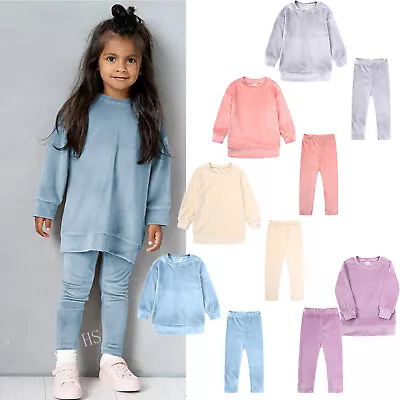 Girls Kids Tracksuit 2PCS Long Sleeve Sweatshirt Tops Pants Set Clothes Outfits • £11.56