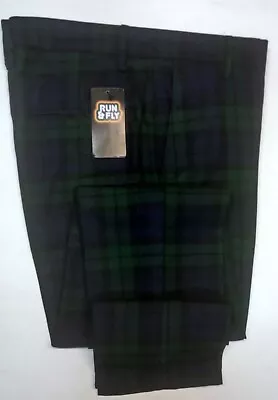 New 'Run & Fly' Men's Mod 60'sVintage  Slim Black Watch Tartan Retro Trousers • £29.99