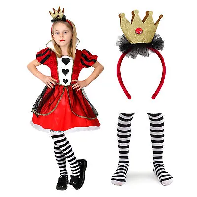 Girls Queen Of Hearts Costume World Book Day Character Fancy Dress Childs Kids • £13.99