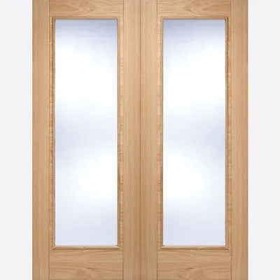 Internal Vancouver Oak Pre Finished Rebated Pairs Clear Glass Doors • £154.99