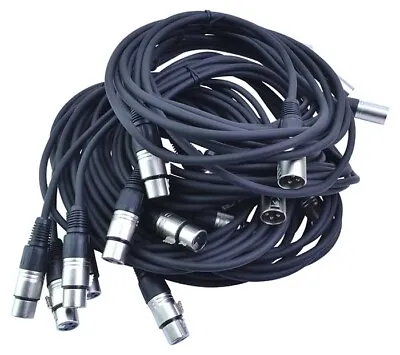 10 X XLR Mic Audio Cables 3 Metre Leads Bulk Packed - Black • £29.95