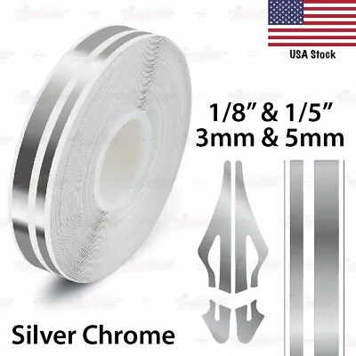 9/16  Roll Vinyl Pinstriping Pin Strip Twin Line Tape Sticker 15mm SILVER CHROME • $9.95