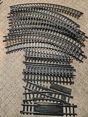 Vintage  New Bright Railroad Black Plastic Train Track Piece Lot • $24