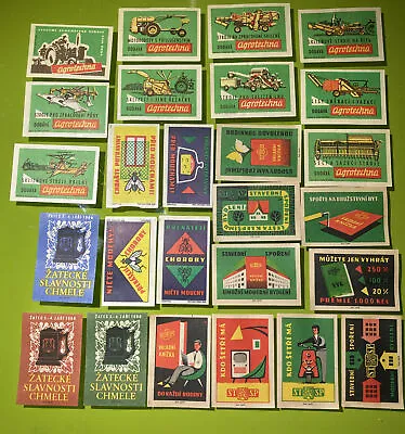 Vintage Czechoslovakia Lot 26 Matchbox Matches Labels Farm Equipment Etc Unused • $10