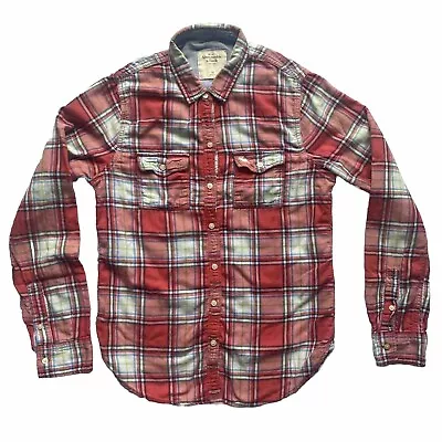 Abercrombie & Fitch Shirt Men’s Extra Small XS Red Plaid Flannel Collared • $12