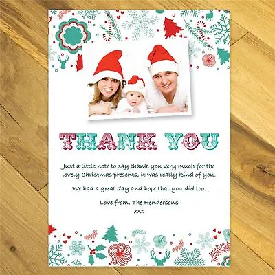 £0.99 • Buy Personalised Christmas Thank You Cards And Envelopes - Photo