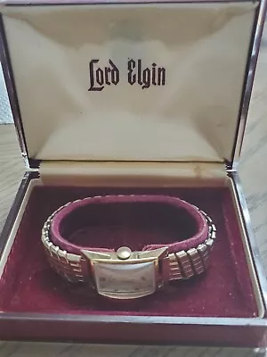 RARE 1953 Lord Elgin 14k GF Fancy Lugs Men's Watch 21 Jewels Manual Wind Cal.670 • £256