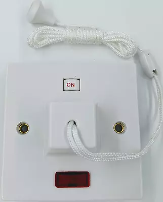 £10.87 • Buy Electric Shower Ceiling Switch With Pull Cord 45 Amp Double Pole Isolator White