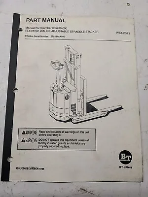 Bt Prime Mover Wsx-20/25 Electric Walkie Stacker Parts List Book Manual 1995 • £72.31