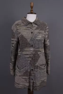 $149.99 • Buy MISSONI SPORT Brown Geometric Wool Alpaca Lightweight Knit Coat Jacket Size 46
