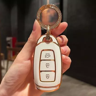 $18.99 • Buy TPU Key Cover Fob Case For Hyundai Accent Elantra Grandeur Kona I30 Ix35 Beige