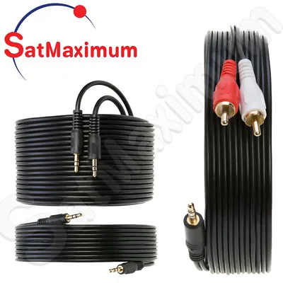 3.5mm AUDIO CABLE AUX 3.5 Mm To Dual RCA Stereo 3FT 6FT 10FT 25FT 50FT 100FT LOT • $5.99