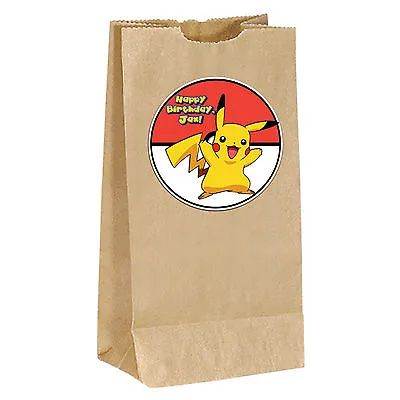 Pokemon PIKACHU Birthday STICKER LABELS - Goody Bags Loot Party Favor 3.5 Inch • $10.99