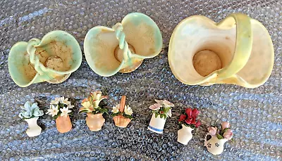 3 Baskets Scale + 7 Dollhouse Miniatures  Flower Vase Potted Plants • $48.28