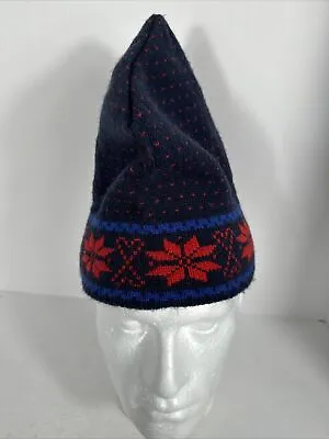 Vintage Ski Hat 90s 80s Blue Maureen Of The Mews Knit Winter Hat Snowflake • $9.99