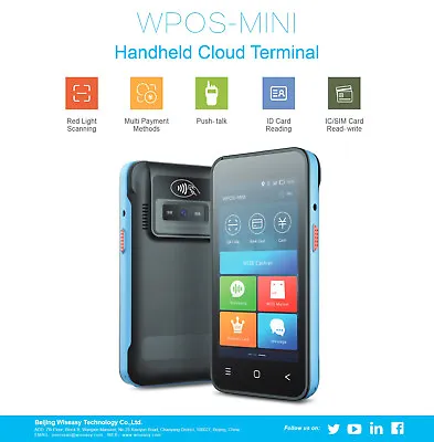 Wiseasy WPOS-MINI Intelligent Handheld Cloud Terminal POS Card Reader Cashier • $29.99