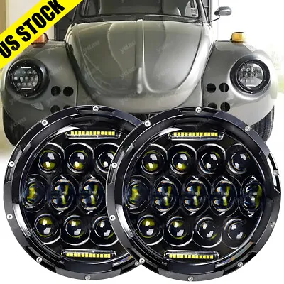 7  Inch Round LED Projector Hi/Lo Beam Headlights Kit For 1950-1979 VW Beetle • $49.88