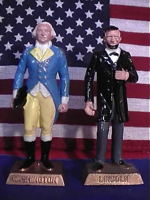 PRESIDENT LINCOLN And WASHINGTON Vintage 1960s Marx Presidents Figure 2.5  • $9.98