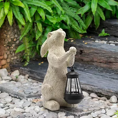 Solar Garden Statue Rabbit Outdoor Figurine Light For Lawn Balcony Yard Patio • $55.99