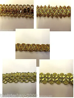 Metallic Gold Sequined Designer Braid/Gimp/Trim Craft/Haberdashery £1.49 M • £1.79