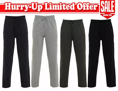 Mens Premium Open Hem Joggers  Fleece Jogging Bottoms Pants Casual Trousers Gym • £9.99