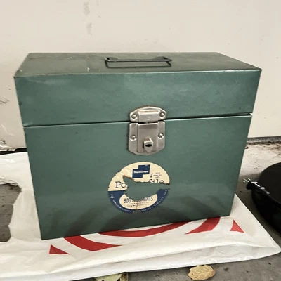 $9.95 • Buy Vintage Metal Box Handle Lock Porta File Green Folders Hamilton NO KEY Skotch EU