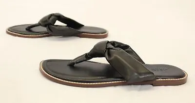 J. Crew Women's Knotted Faux Leather Thong Sandals CD4 Black Size US:9M • $22.74