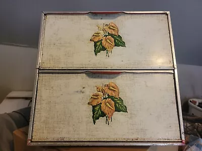 1940's Vintage Metal Bread Box With Two Shelves Tin Bread Box From Country... • $35