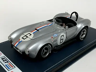 1/18 Kyosho Shelby Cobra 427 In Silver Car #6 On Custom Leather Base AB207 • $149.95