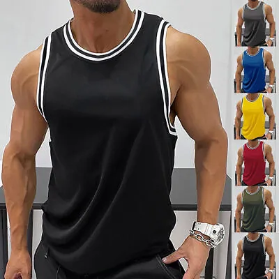 Mens Muscle Gym Vest Racer Back Tank T-Shirt Vests Training Top Fit Summer Tee • £9.49