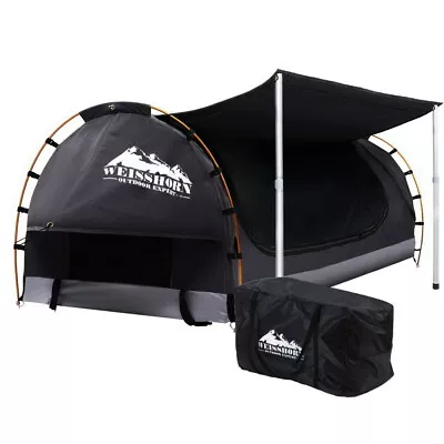 Weisshorn Double Swag Camping Swags Canvas Free Standing Dome Tent Dark Grey 4CM • $225.82