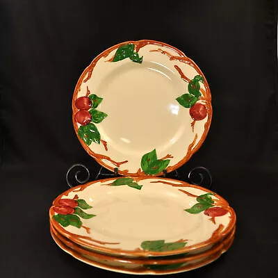 Franciscan Apple 4 Dinner Plates 10 5/8   1958-1966 Hand Painted Red Green Brown • £96.36