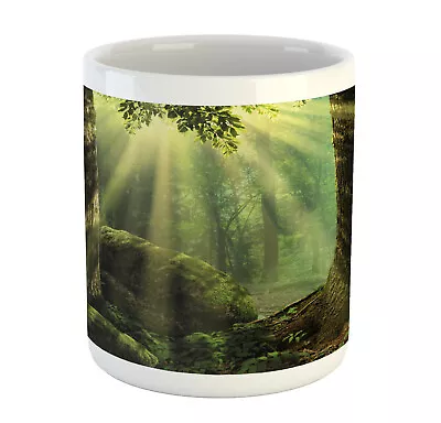 Ambesonne Forest Nature Ceramic Coffee Mug Cup For Water Tea Drinks 11 Oz • £17.09