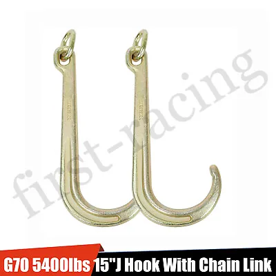 2PCS 5400lbs 15 J Hook Chain With Link Tow Axle Strap Wrecker Roll Back Clevis • $34.85