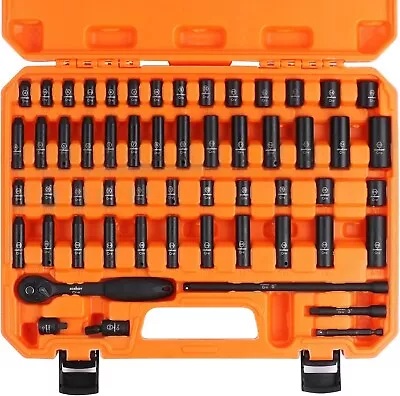 HORUSDY 56-Piece 1/4  Drive Impact Socket Set Standard SAE (5/32 To 9/16 Inch) • $91.85