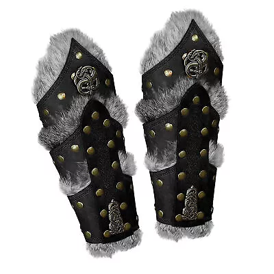 Medieval Viking Arm Bracers Men Medieval Cosplay Faux Leather Arm Guards • $41.58