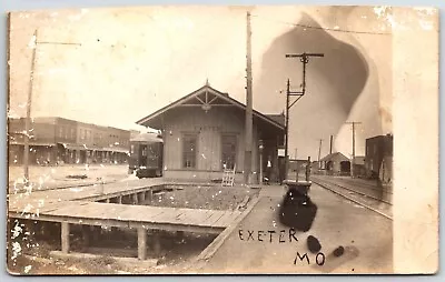 Exeter Missouri Railroad Train Depot Rppc Real Photo Postcard 1912 • $69.39