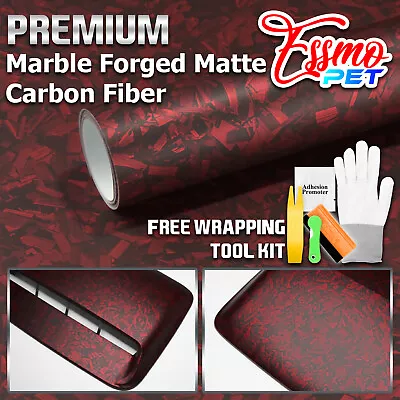 ESSMO PET Marble Forged Matte Carbon Fiber Red Car Vehicle Vinyl Wrap Decal • $28