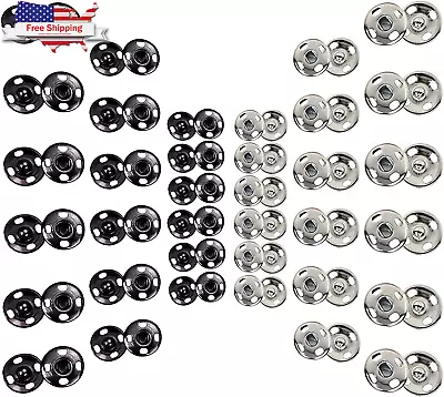 100 Sets Sew-On Snap Buttons Metal Snaps Fasteners Press Studs Buttons For Sewin • $10.71