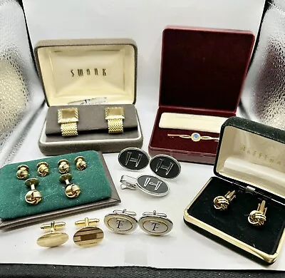VINTAGE SETS CUFFLINKS Buttons Tie Bar Clip Still In Boxes. Lot Of 7 Pairs/Sets • $8.50