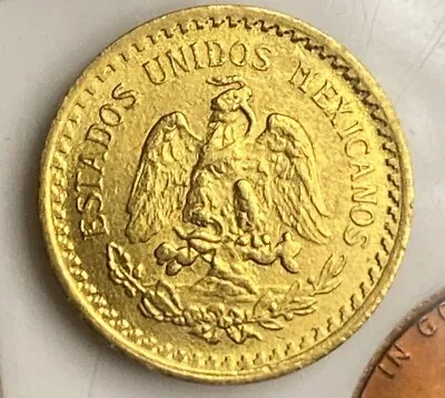 1945 MEXICO 2 PESOS  DOS  Pesos  GOLD COIN UNC. 0.0482 Oz. .900 Fine Gold • $128.50