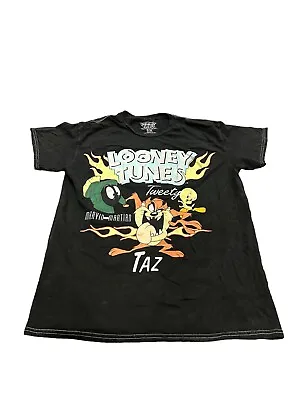 Vintage Looney Tunes Men’s T-shirt Size S/M BLack Bugs Tweety Marvin Martian Y2K • $21.02