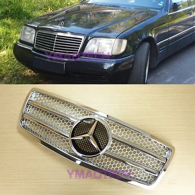 Fit Mercedes BENZ S-Class W140 1992-1999 Chrome Frame & Silver Front Grille ABS • $199.91